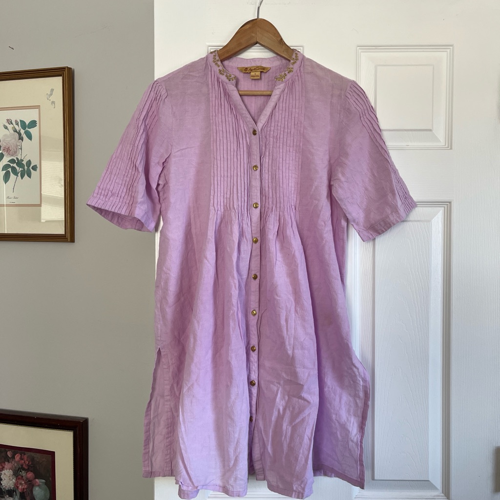 April Cornell Lavender Pintuck Cotton Button Down Dress Shirt